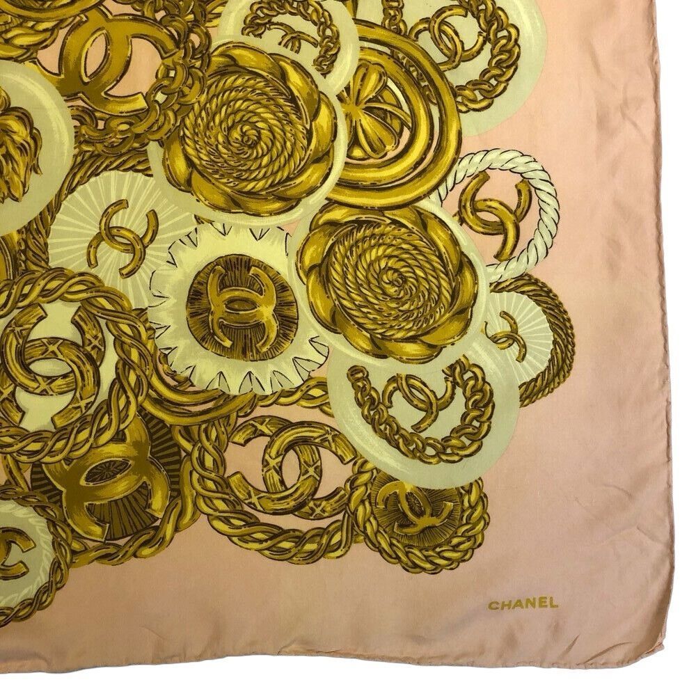 CHANEL CC Logo Pink 100% Silk Jewelry Print Scarf - Picture 5 of 12